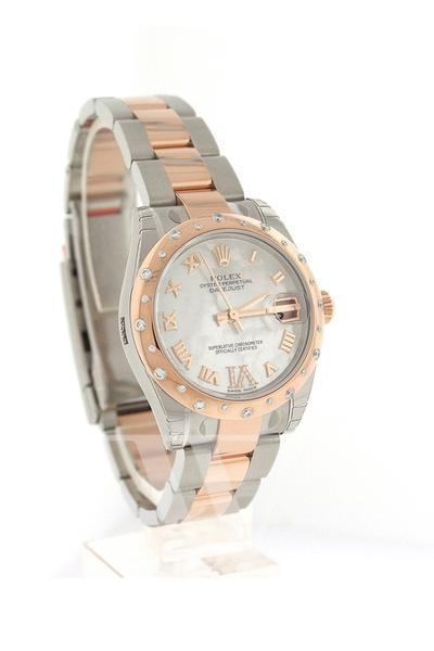 Datejust 31 White Mother of Pearl Roman Large VI set with Diamond Dial Diamond Bezel 18K Rose Gold Two Tone Ladies Watch 178341