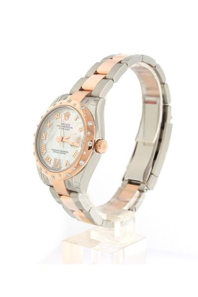 Datejust 31 White Mother of Pearl Roman Large VI set with Diamond Dial Diamond Bezel 18K Rose Gold Two Tone Ladies Watch 178341