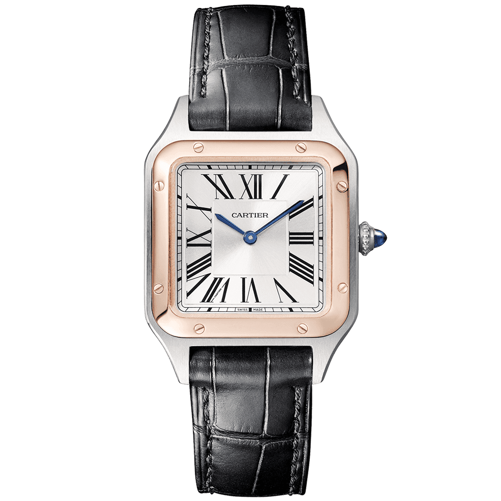 Santos-Dumont Small & 18ct Pink Gold Steel Strap Watch