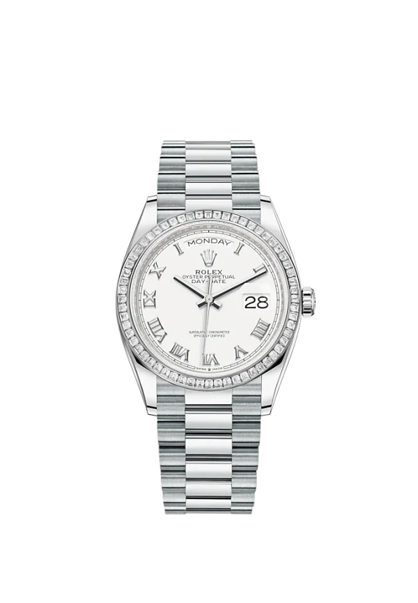 Rolex Day-Date, 36mm, Platinum and Diamonds, Ref# 128396tbr-0010