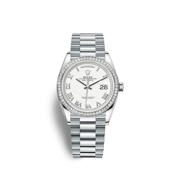 Rolex Day-Date, 36mm, Platinum and Diamonds, Ref# 128396tbr-0010