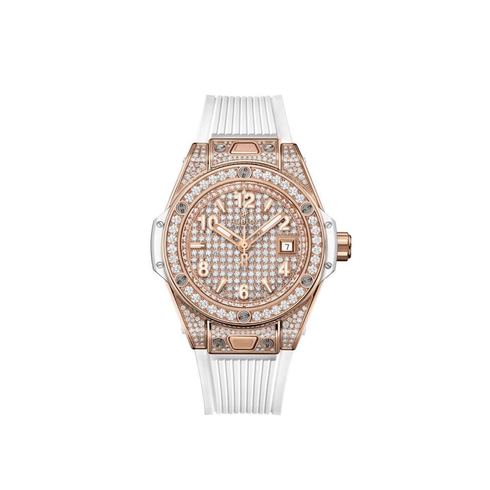 Hublot Big Bang ONE CLICK KING GOLD WHITE FULL PAVÉ Ref# 485.OE.9000.RW.1604