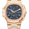 Patek Philippe Nautilus Travel Time Chronograph Watch, 18k Rose Gold, 40,5 mm, Ref# 5990/1R-001