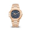 Patek Philippe Nautilus Travel Time Chronograph Watch, 18k Rose Gold, 40,5 mm, Ref# 5990/1R-001