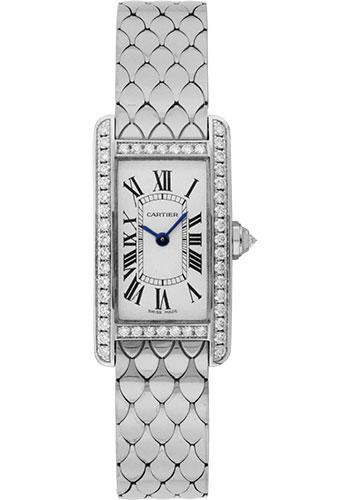 Cartier Tank Americaine Small Model Watch - 19 x 34.8 mm White Gold Diamond Case - WB710009