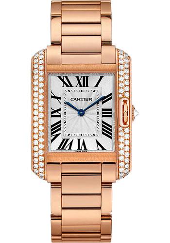 Cartier Tank Anglaise Watch - 34.7 mm Pink Gold Case - Diamond Bezel - Diamond Dial - WT100027